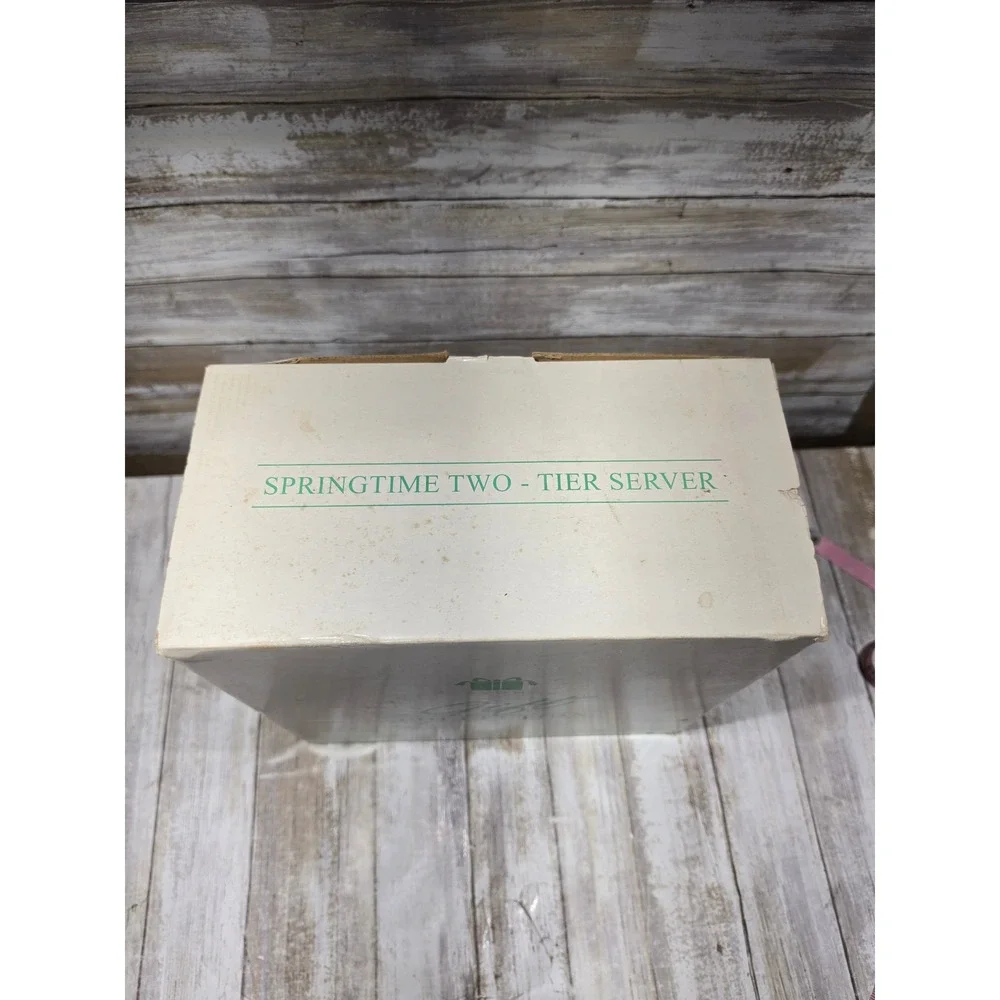 Avon Springtime Collection 2 Tier Server Bunny Bird Floral‎ Easter Tiered Tray